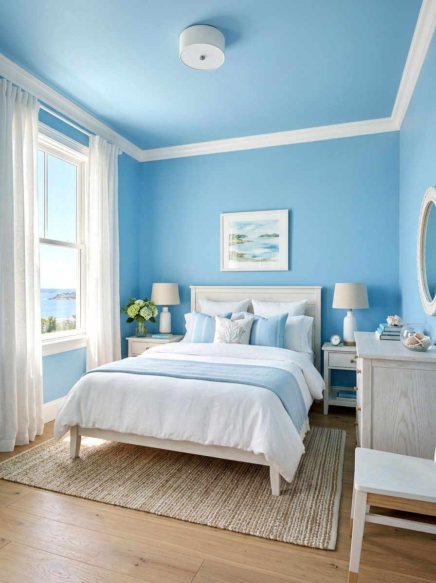 Sky Blue Bedroom - 30 color drenched bedroom ideas