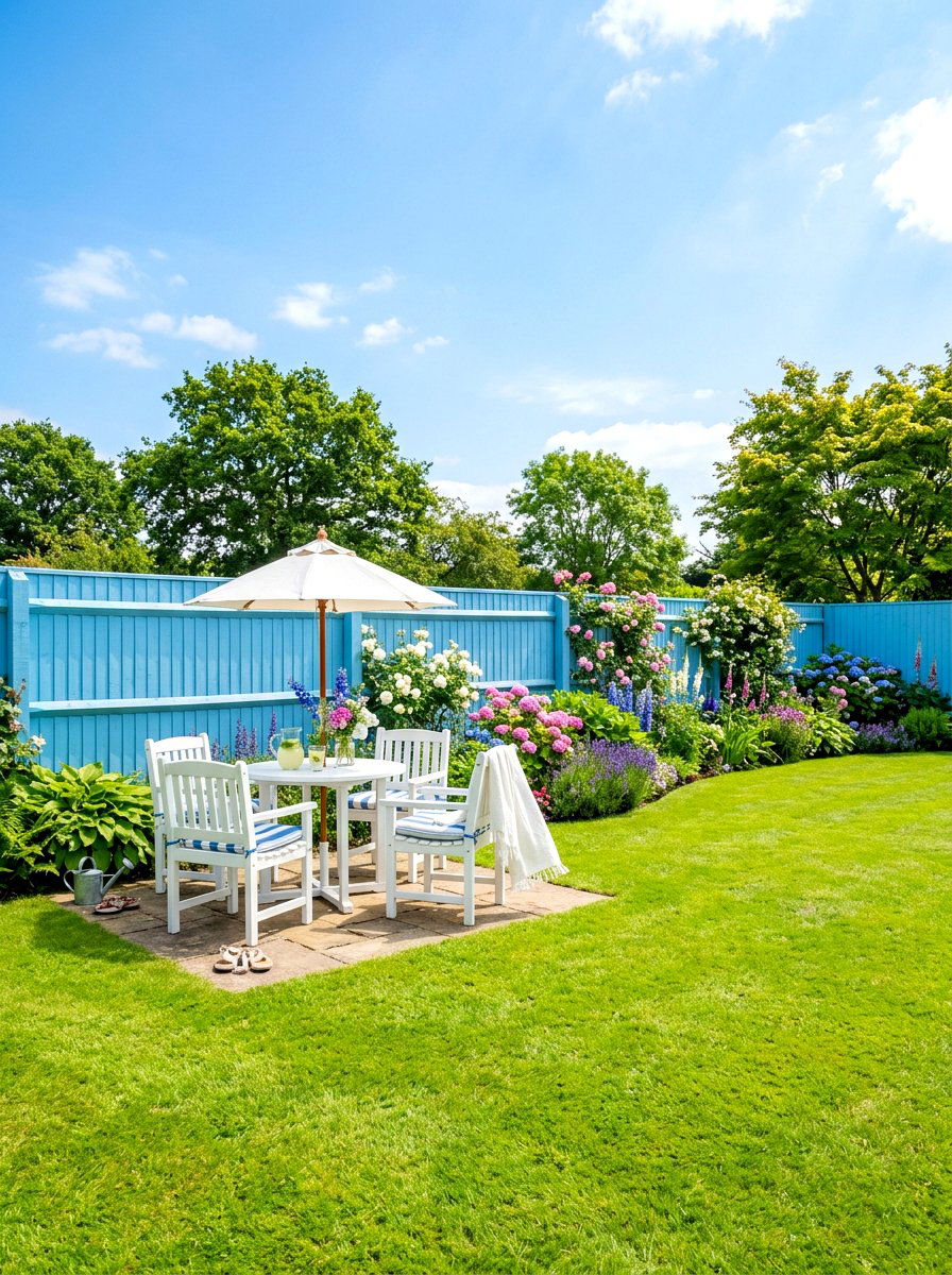 Sky Blue Fence - 30 fence paint ideas