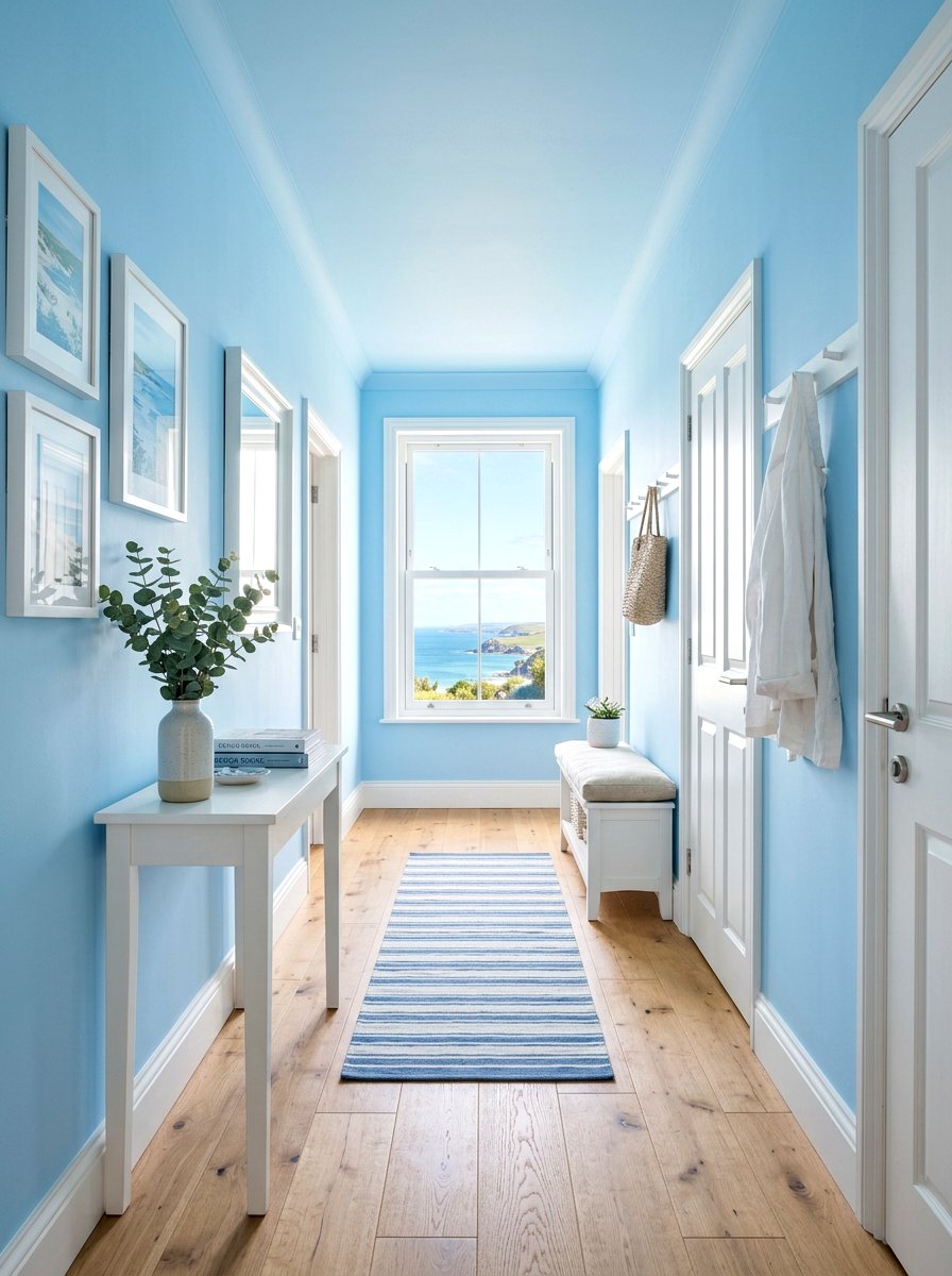 Sky Blue Hallway - 30 color drenched hallway ideas