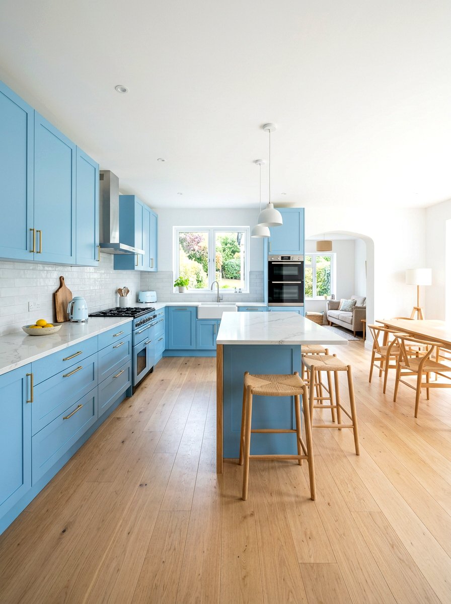 Sky Blue Kitchen Cabinets - 30 painted kitchen cabinet ideas
