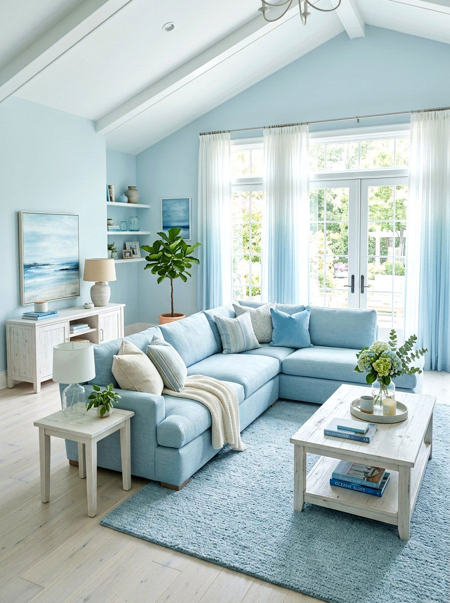 Sky Blue Living Room - 30 tonal living room ideas