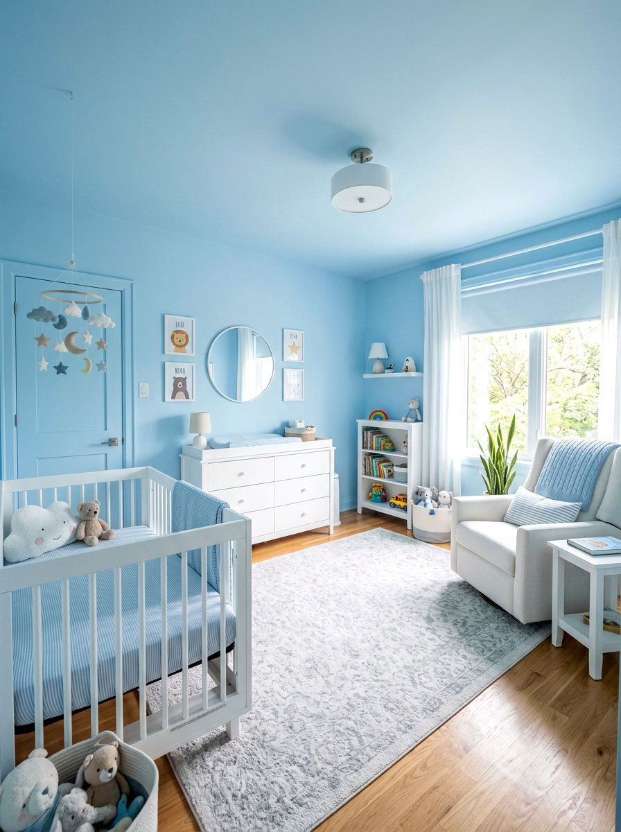 Sky Blue Nursery - 30 color drenched kids room ideas