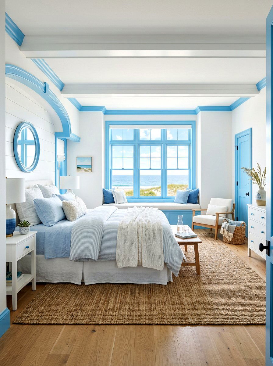 Sky Blue Trim Bedroom - 30 painted trim bedroom ideas