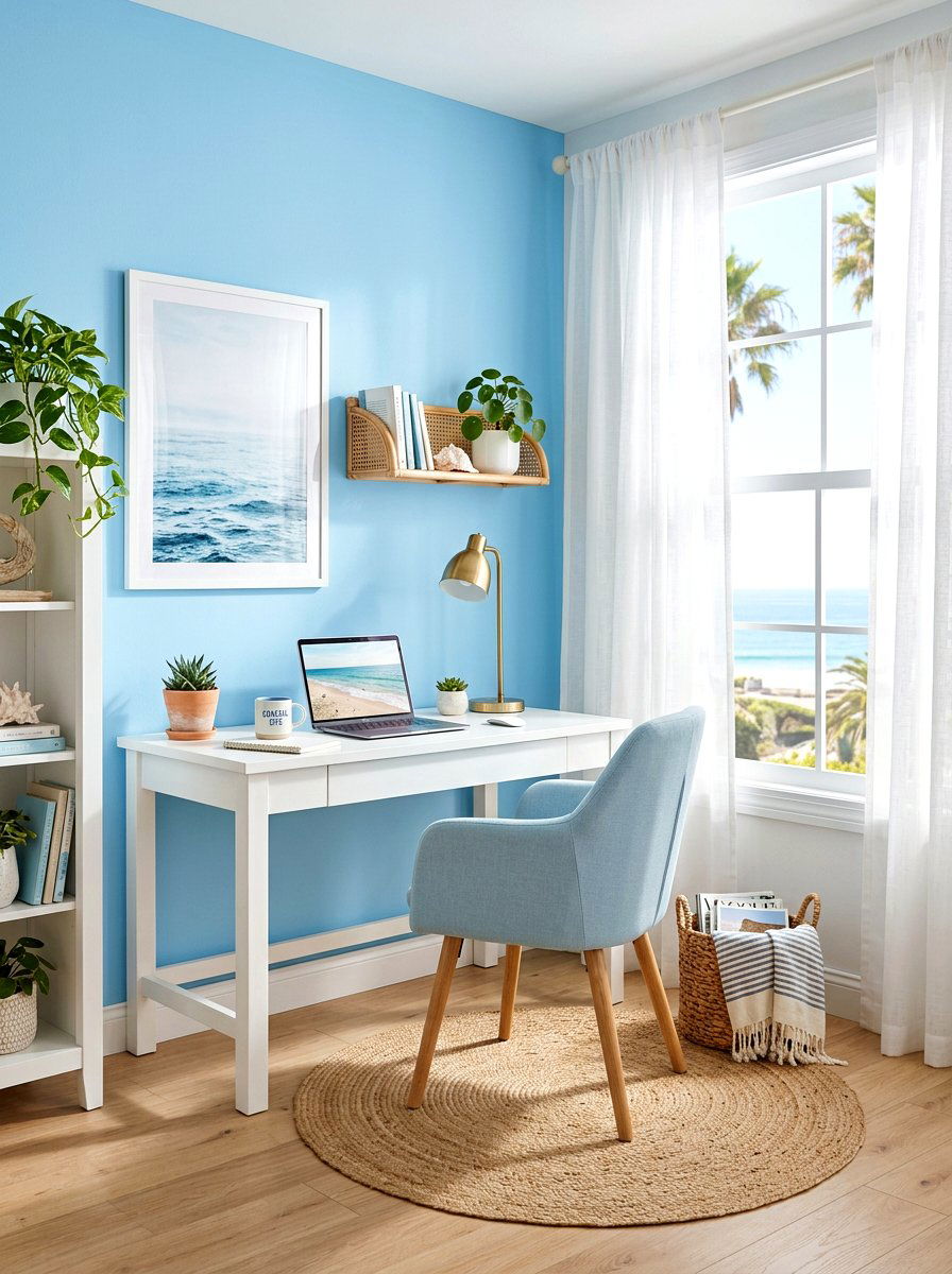Sky Blue Wall - 30 office accent paint ideas