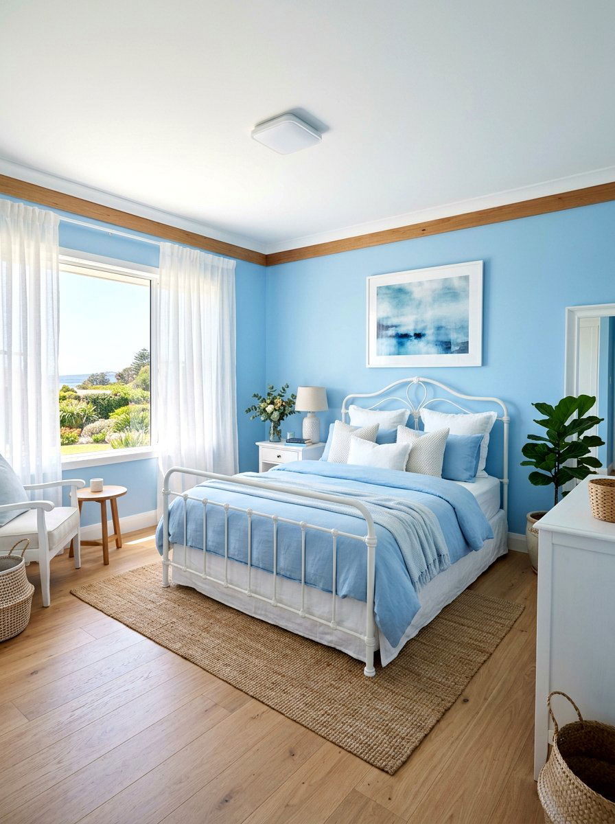 Sky blue airy bedroom - 30 cool blue bedroom ideas