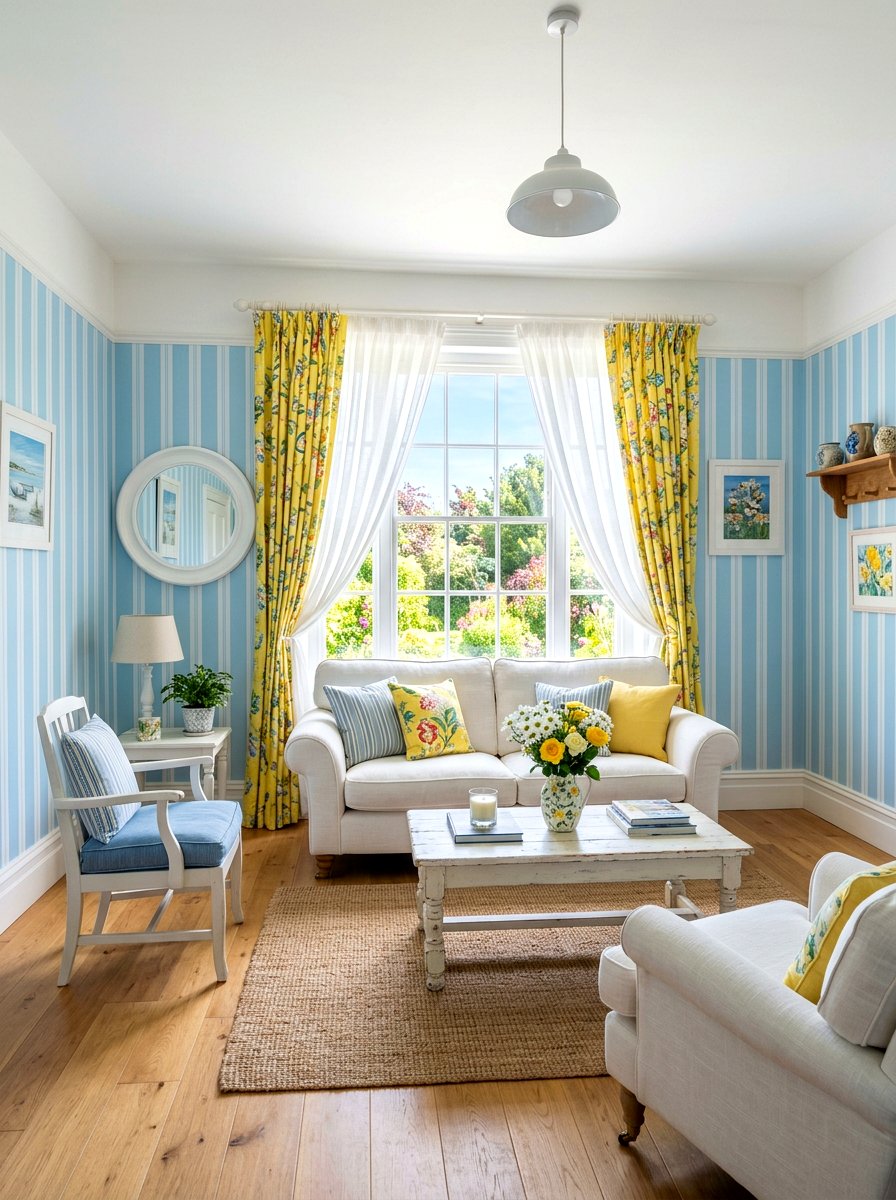 Sky blue and lemon living room - 30 happy color living room ideas