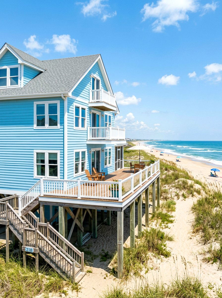 Sky blue beach house - 30 blue house exterior ideas