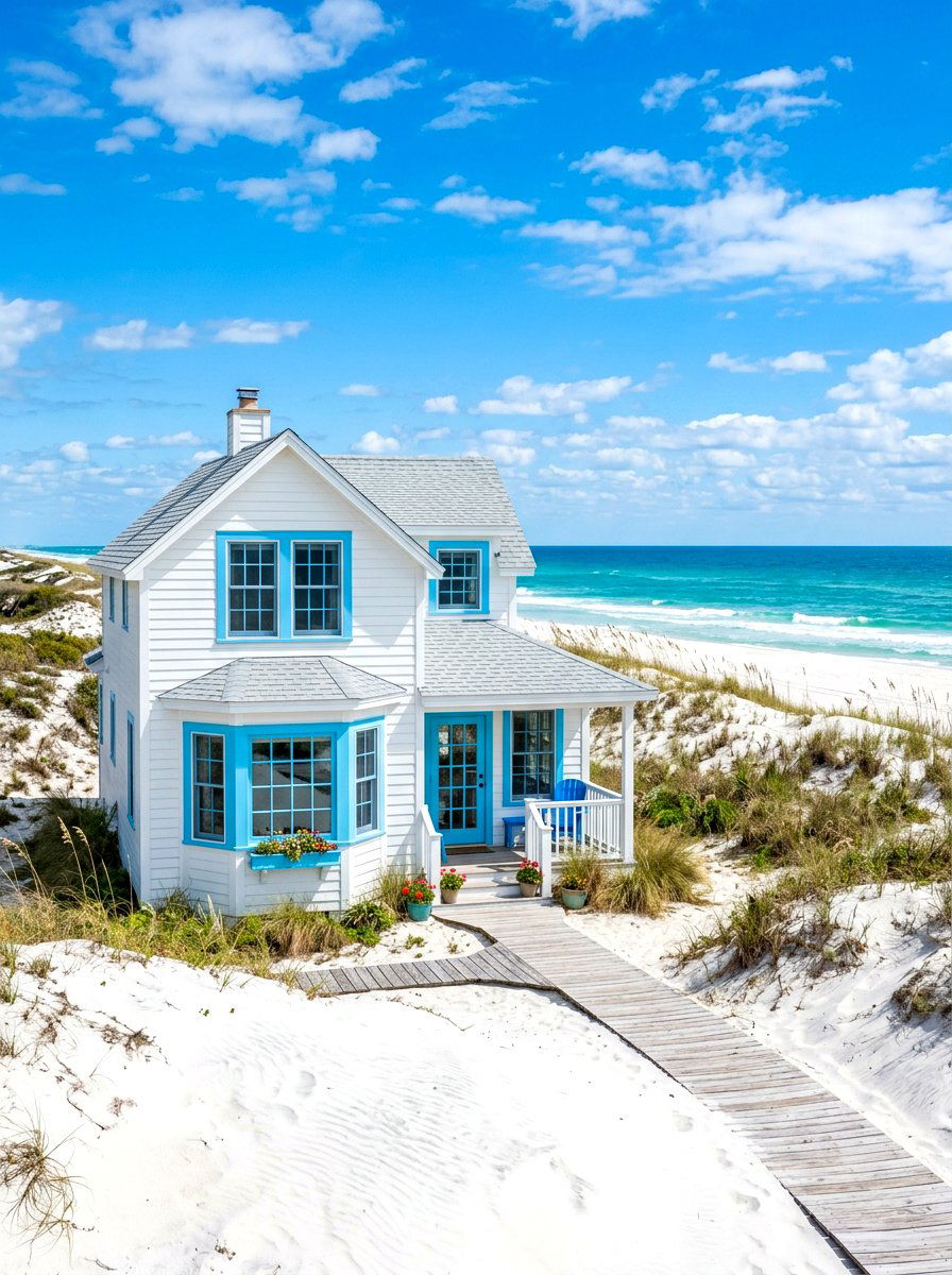 Sky blue exterior window trim - 30 exterior window trim color ideas