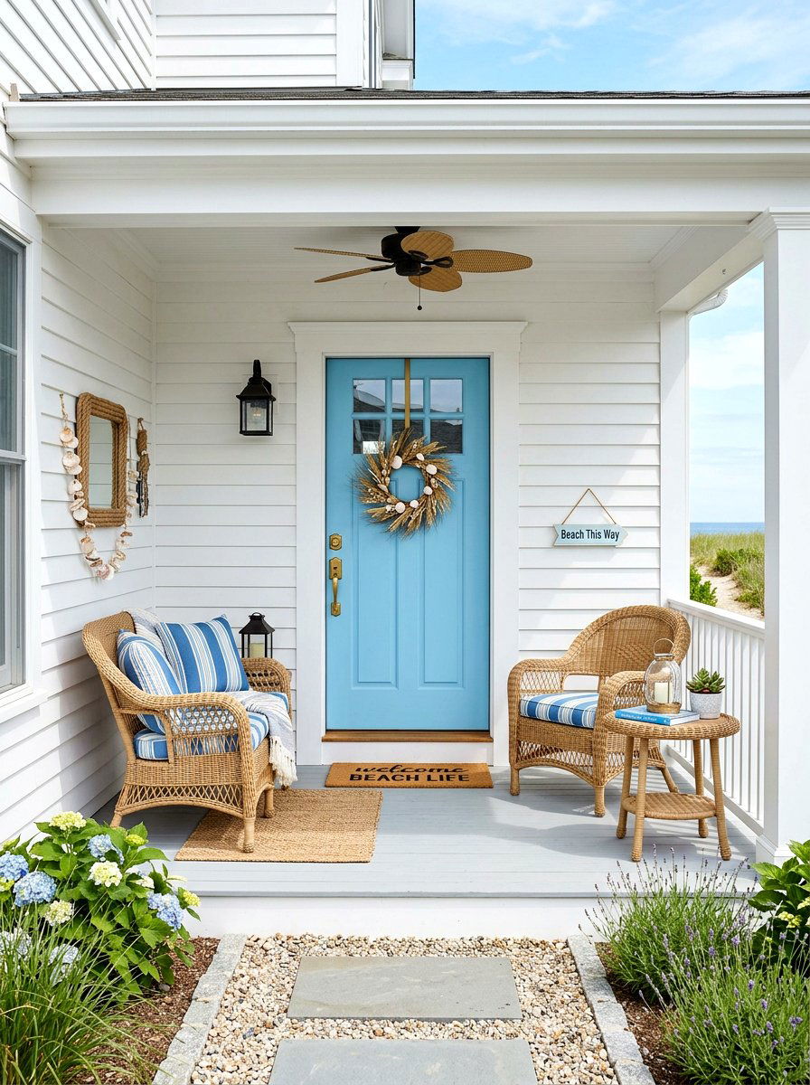 Sky blue front door - 30 front door color ideas