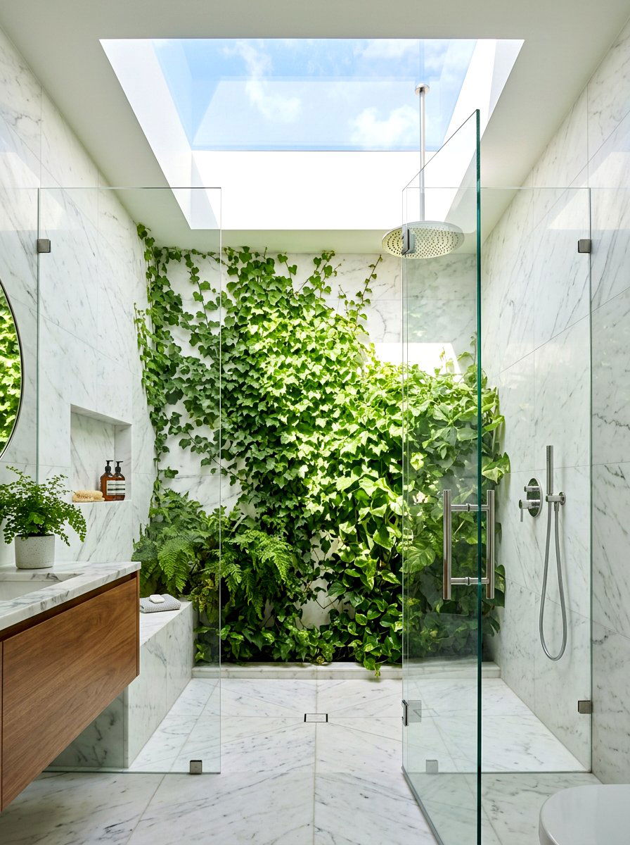 Skylight Above Shower - 30 bathroom jungle ideas