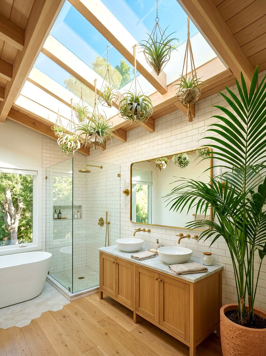 Skylight Bathroom Plants - 30 bathroom jungle ideas