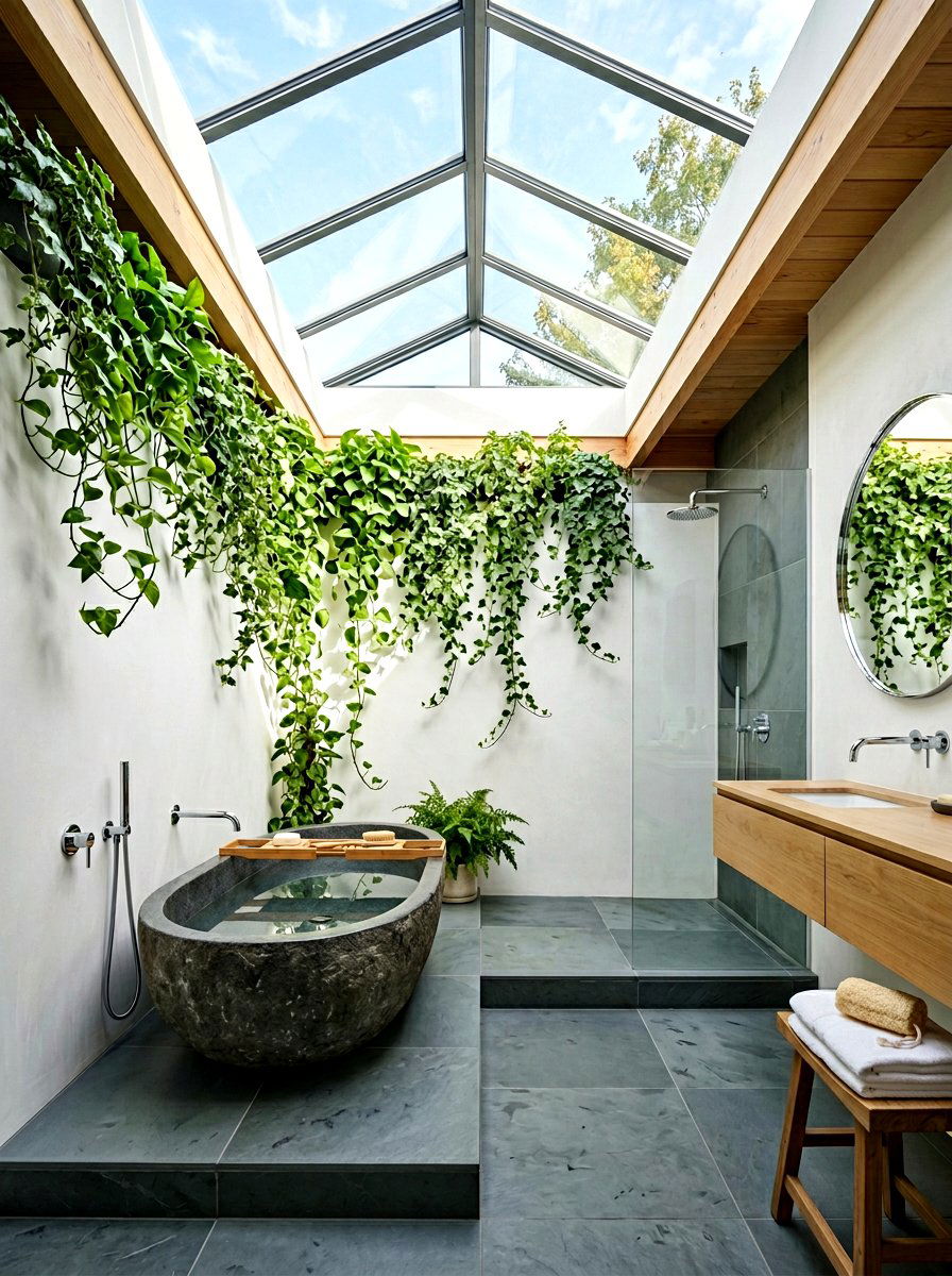 Skylight Bathroom - 30 biophilic interior design ideas