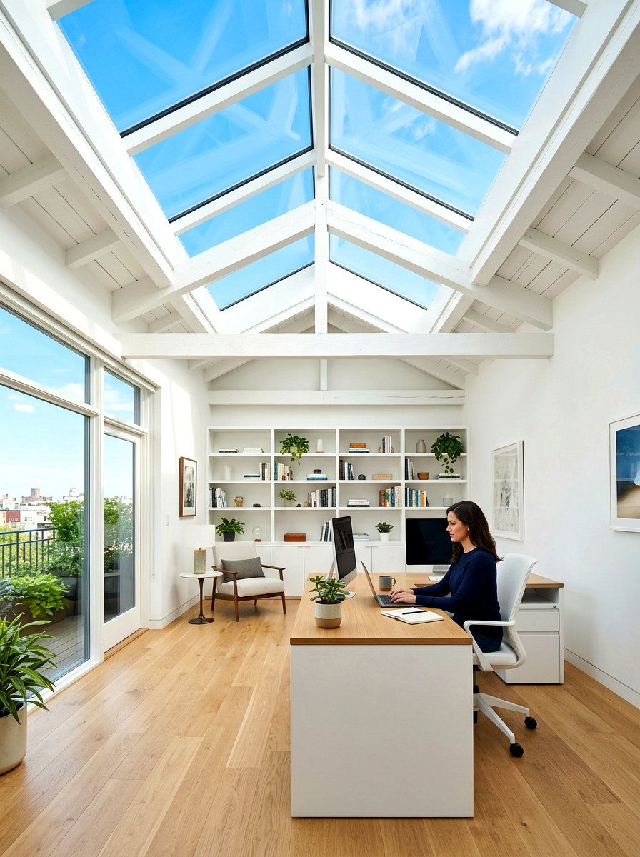 Skylight Ceiling Home Office Design - 30 luxury home office ideas