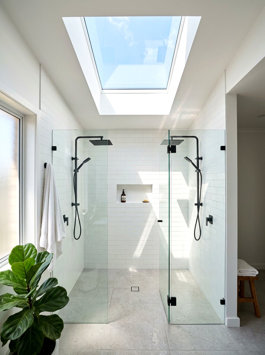 Skylight Double Shower Head Layout - 30 double shower head ideas