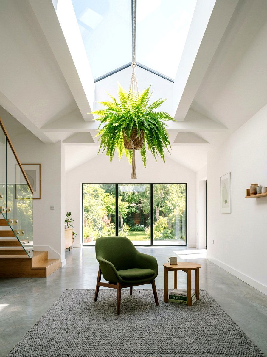 Skylight Hanging Fern - 30 hanging fern indoor ideas