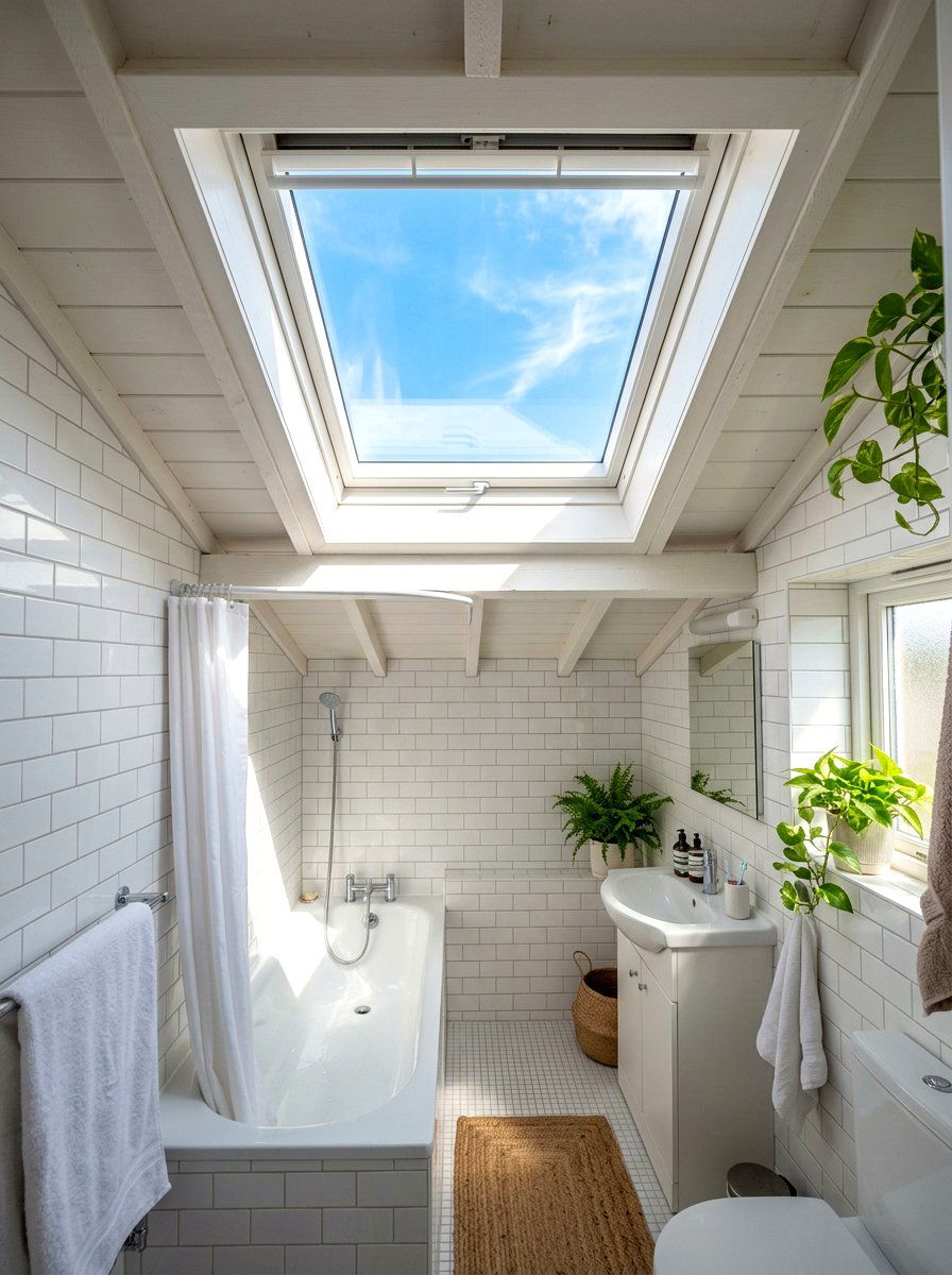 Skylight In Small Bathroom - 30 tiny apartment bathroom ideas