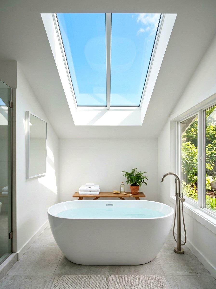 Skylight Over Corner Tub - 30 freestanding tub corner ideas