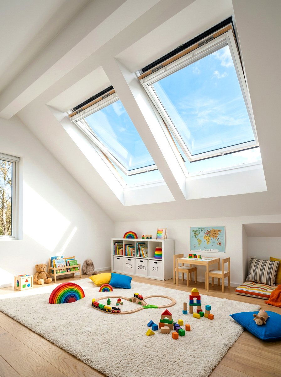 Skylight Playroom Lighting - 30 attic playroom ideas