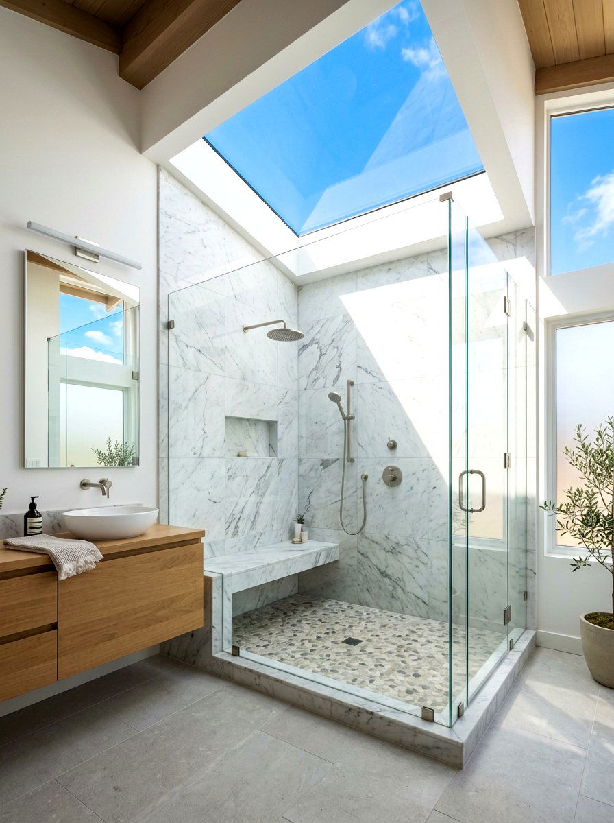 Skylight Steam Shower Bathroom - 30 steam shower bathroom ideas