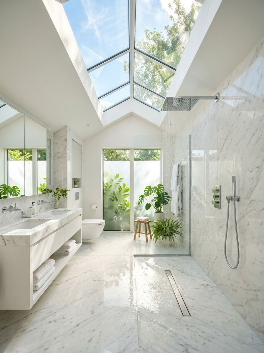 Skylight Wet Room - 30 wet room bathroom ideas