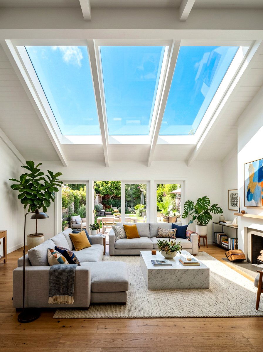 Skylight living room - 30 sun washed living room ideas