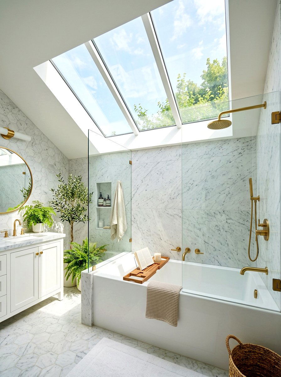 Skylight over tub shower - 30 tub shower combo ideas