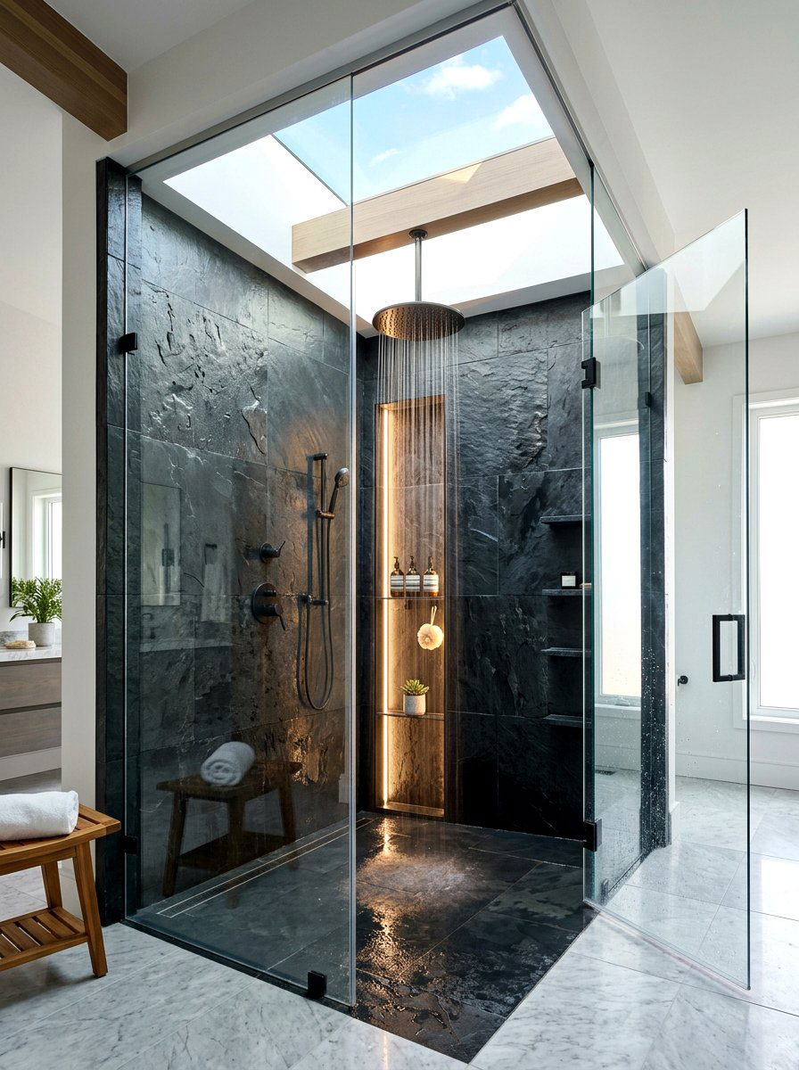 Skylight over walk in shower - 30 bathroom skylight ideas