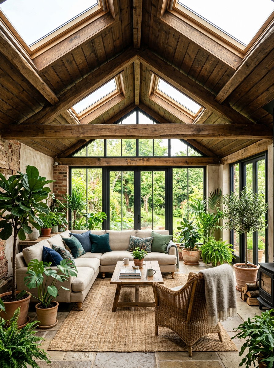 Skylight rustic sunroom - 30 rustic sunroom ideas