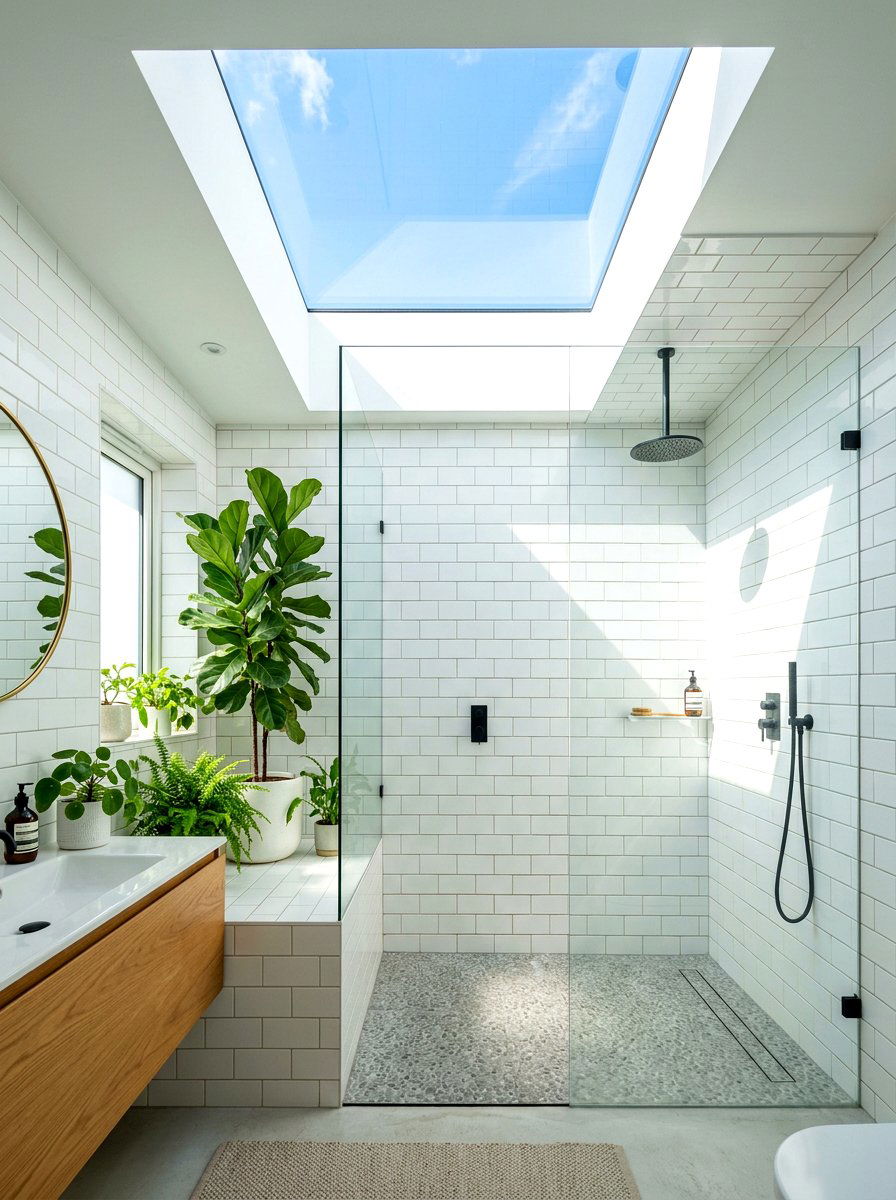 Skylight shower design - 30 walk in shower ideas