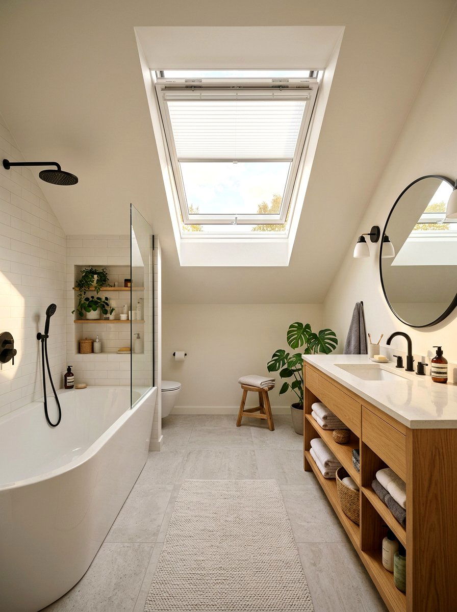 Skylight with integrated blinds - 30 bathroom skylight ideas