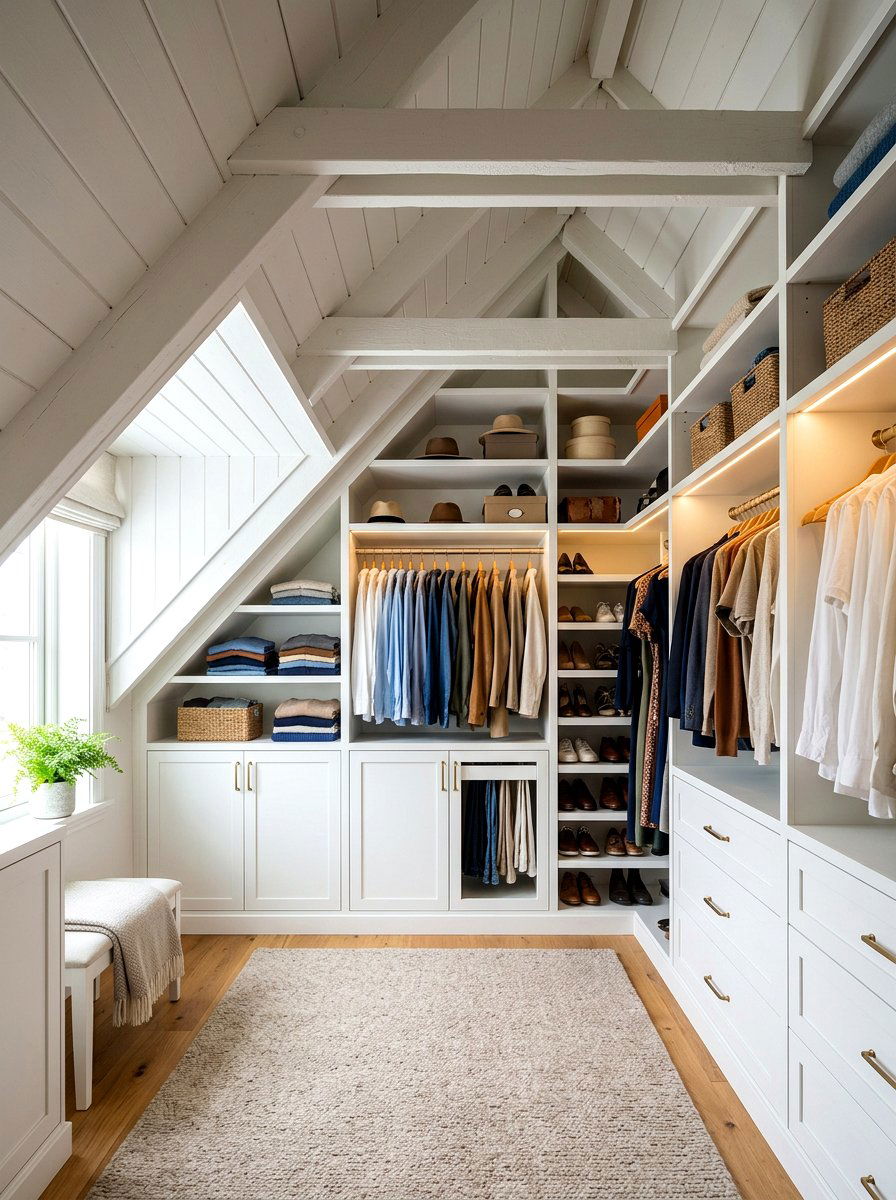 Slanted Ceiling Closet - 30 built in bathroom storage ideas