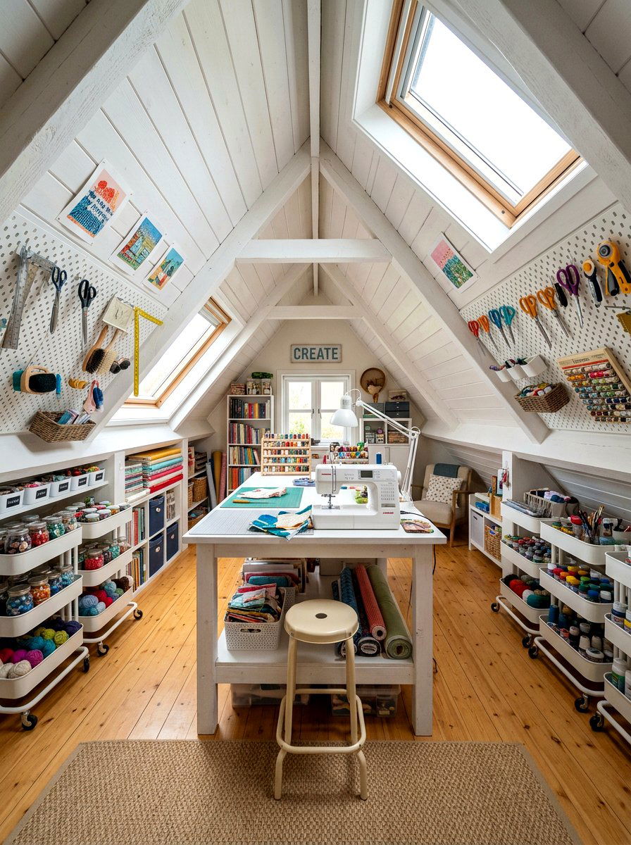 Slanted Ceiling Craft Room - 30 sloped ceiling office ideas