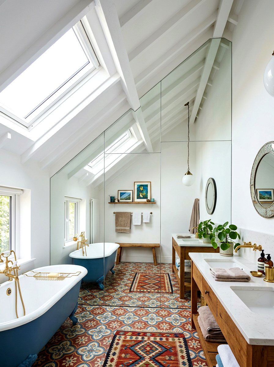 Slanted Ceiling Mirror Wall - 30 mirror wall bathroom ideas