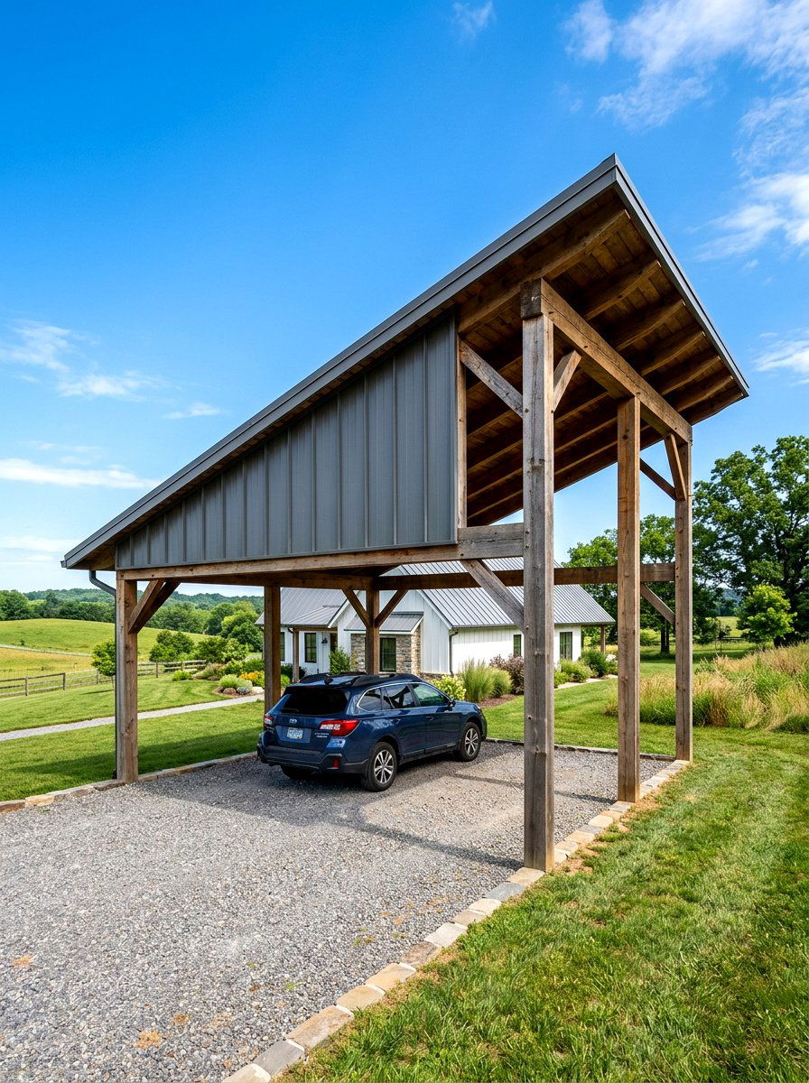 Slanted Roof Farmhouse Carport - 30 farmhouse carport ideas