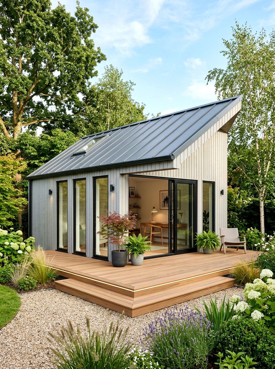 Slanted Roof Garden Room - 30 garden studio shed ideas