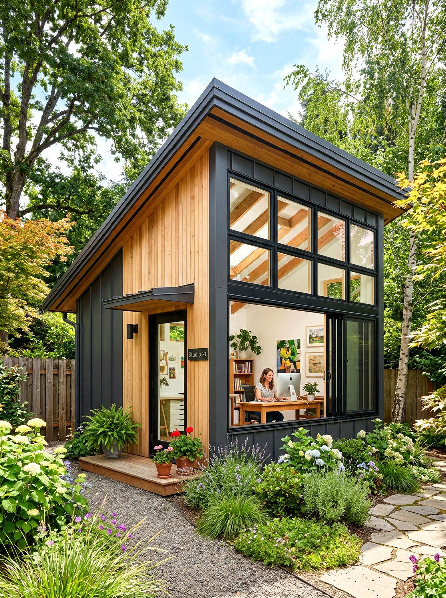 Slanted Roof Studio Shed - 30 modern shed ideas