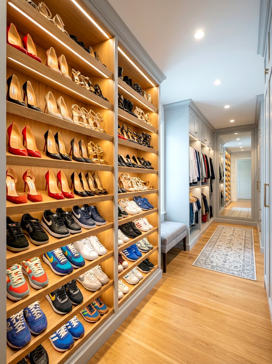 Slanted Shoe Shelf - 30 shoe closet ideas