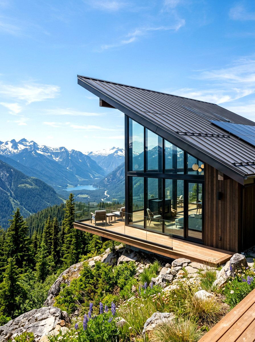 Slanted roof modern cabin - 30 cabin exterior ideas