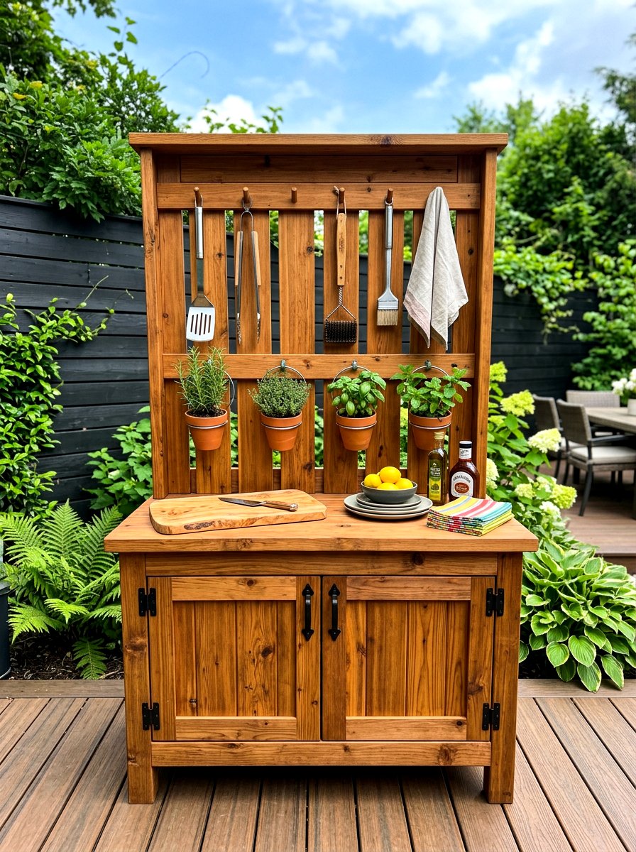 Slat Back Sideboard - 30 outdoor buffet cabinet ideas