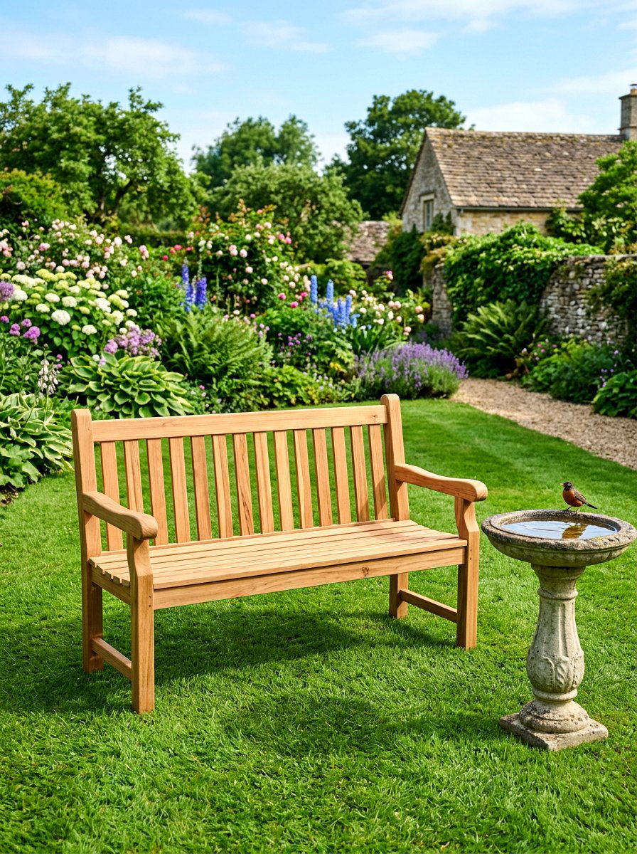 Slat Back Wood Bench - 30 garden reading bench ideas