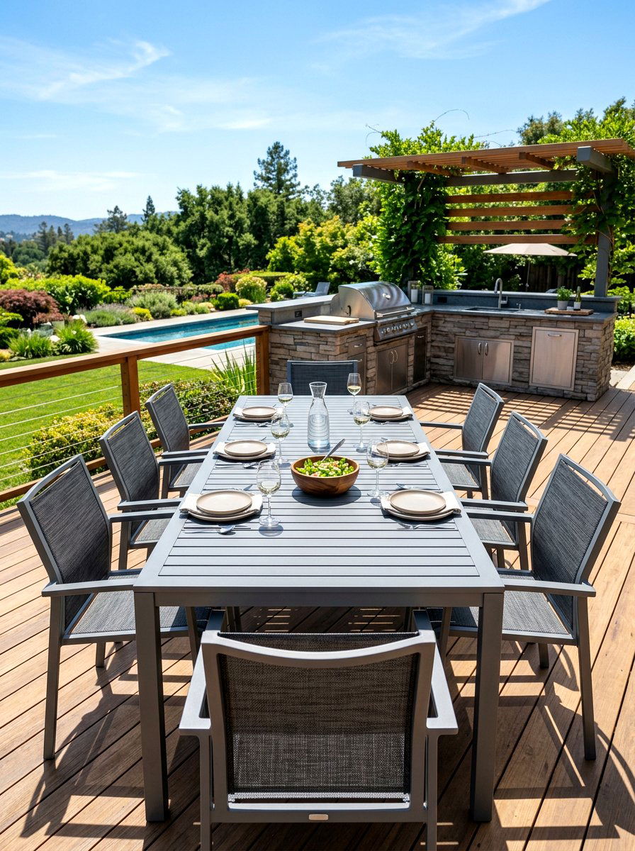 Slat Top Table - 30 metal patio furniture ideas
