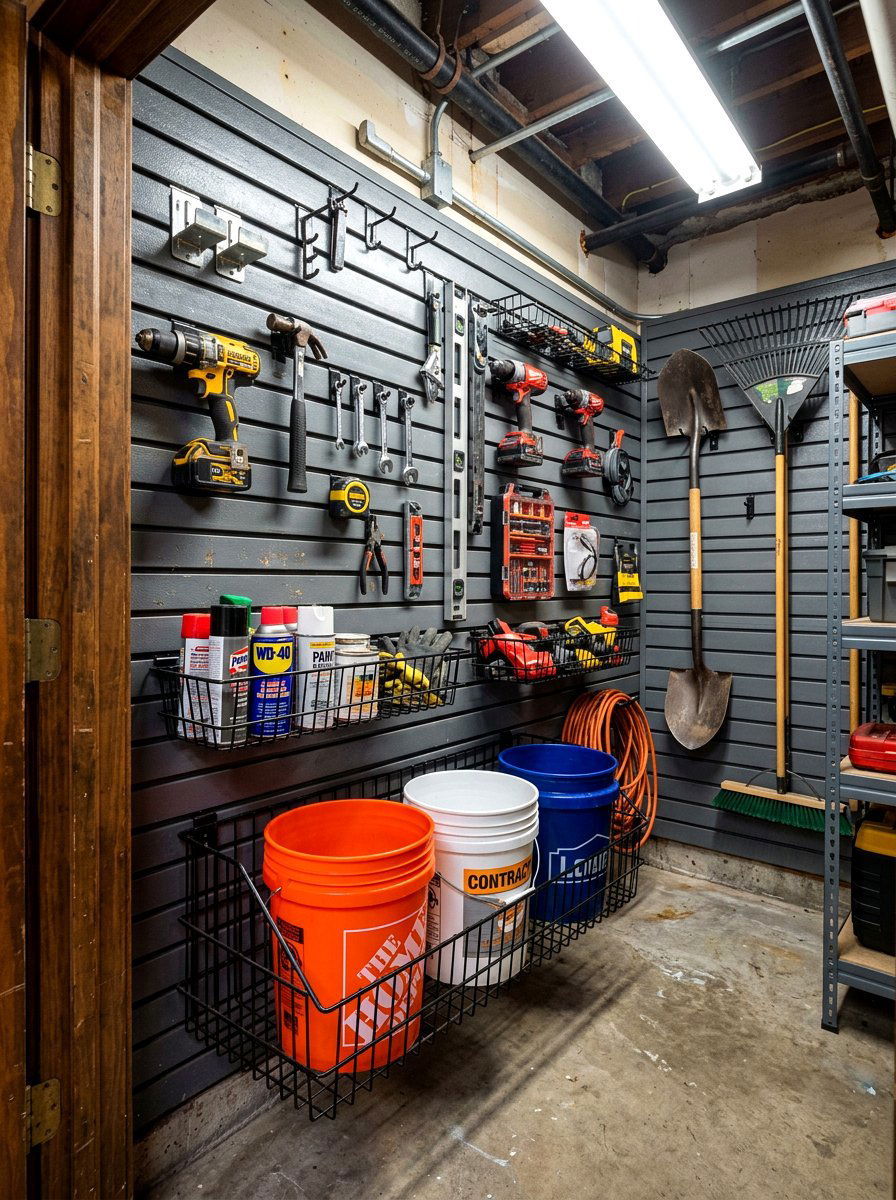 Slat Wall Panels - 30 utility closet shelving ideas