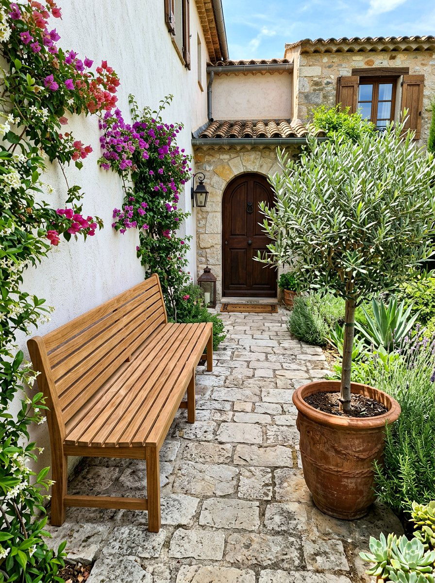 Slat Wood Bench - 30 small space outdoor furniture ideas