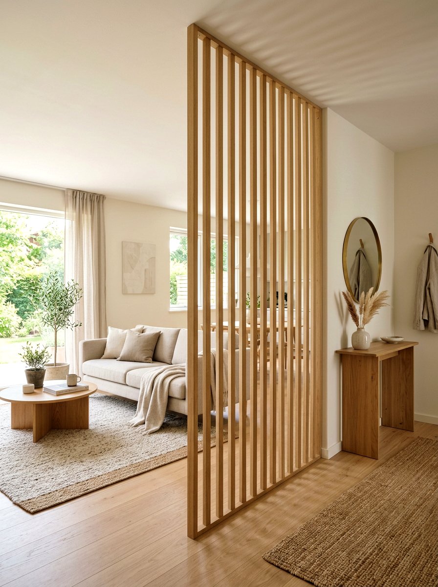 Slat Wood Divider - 30 open plan with cozy zones ideas