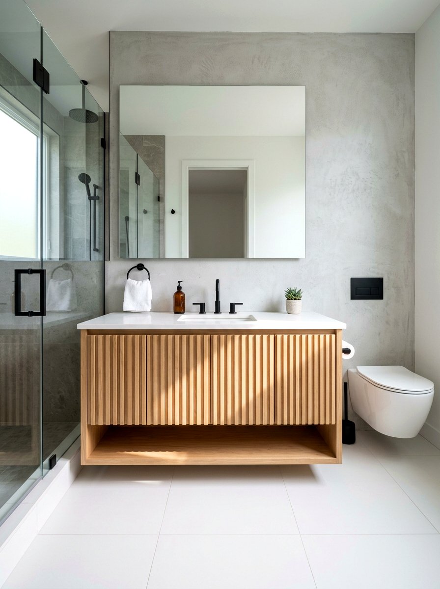 Slat Wood Vanity - 30 wood vanity ideas