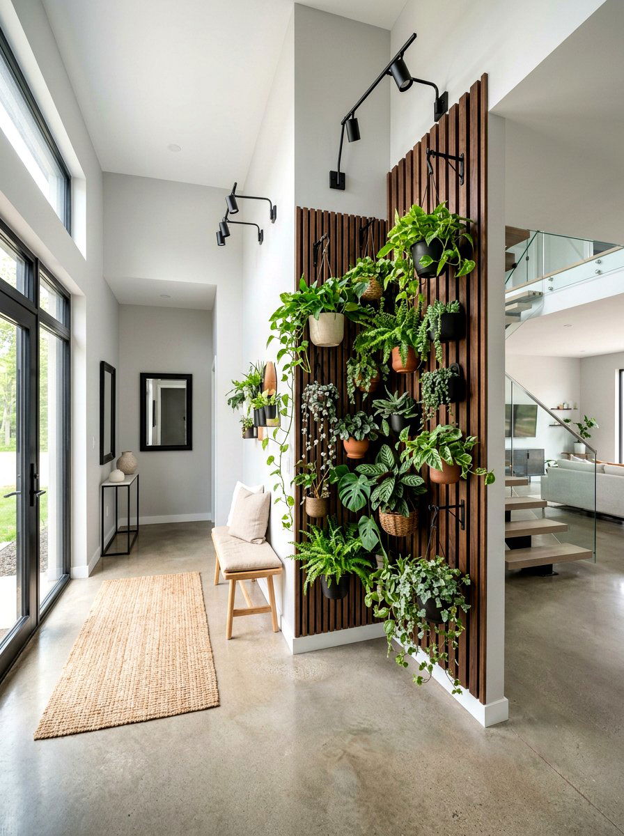 Slat Wood Vertical Garden - 30 wall planter entryway ideas