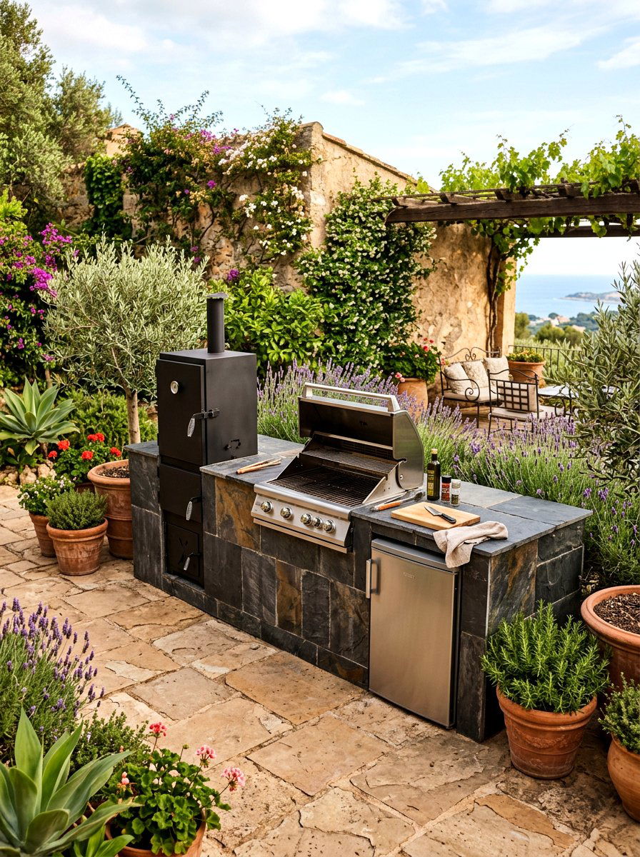 Slate BBQ Island - 30 smoker station ideas