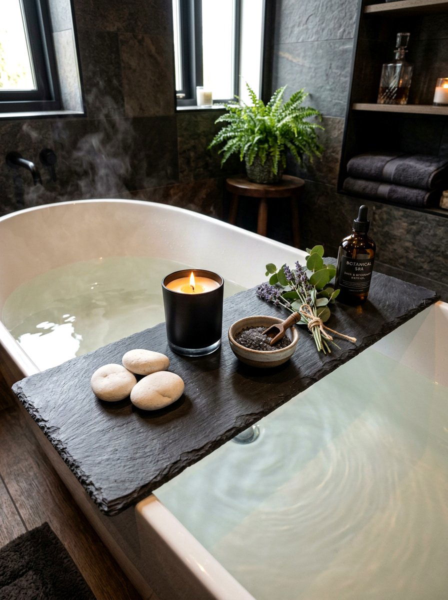 Slate Bath Tray - 30 bath tray spa ideas