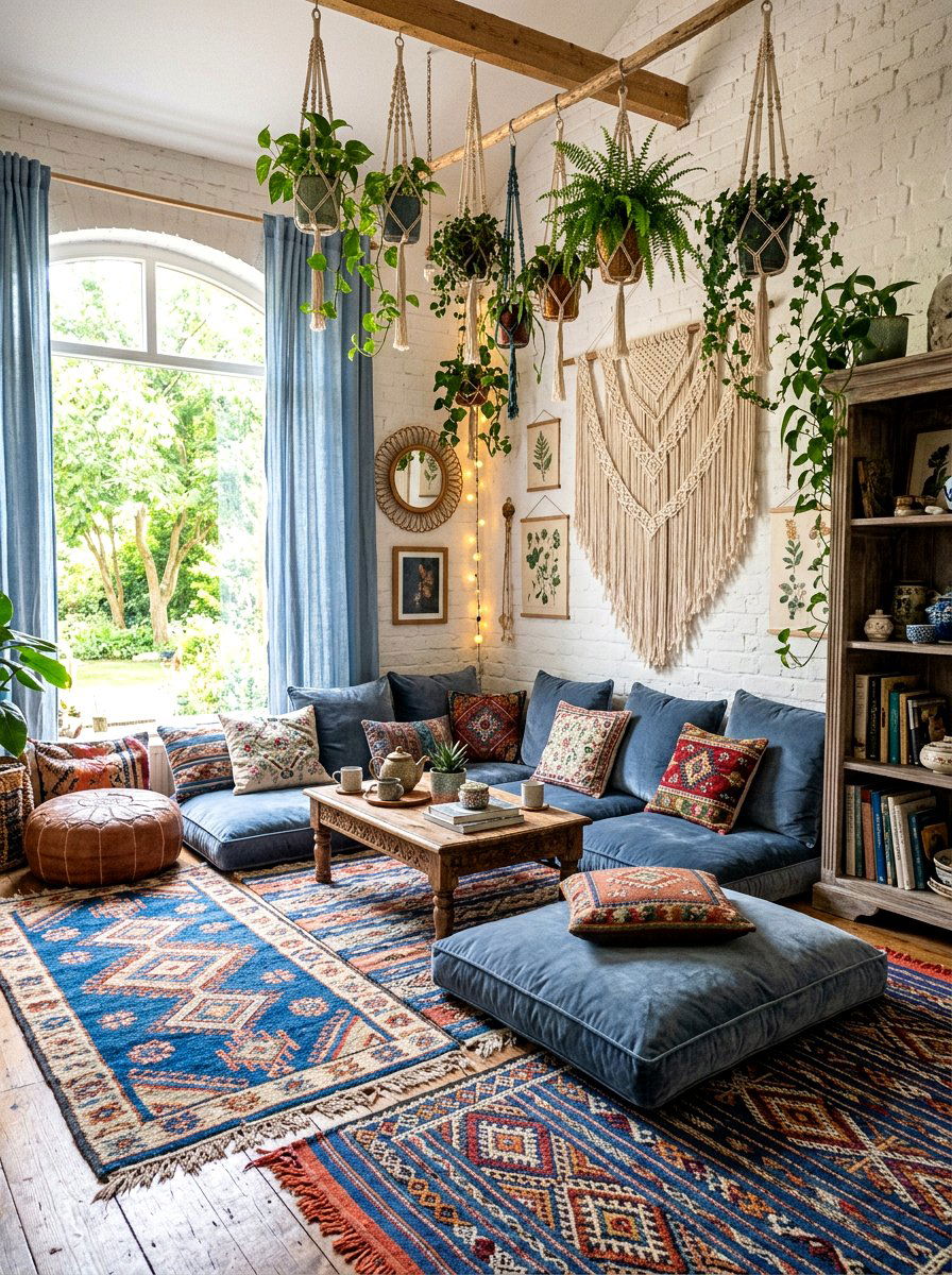 Slate Blue Bohemian Sitting Room - 30 slate blue decor ideas