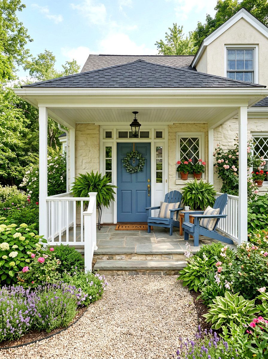Slate Blue Cottage Style Porch - 30 slate blue decor ideas